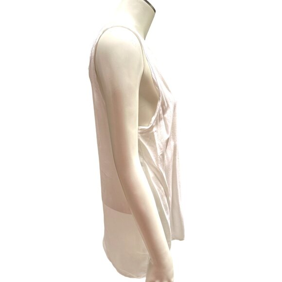 Color Story Sleeveless White Sheer Tank Top Tunic With Zipper Pocket Size L - Picture 4 of 8